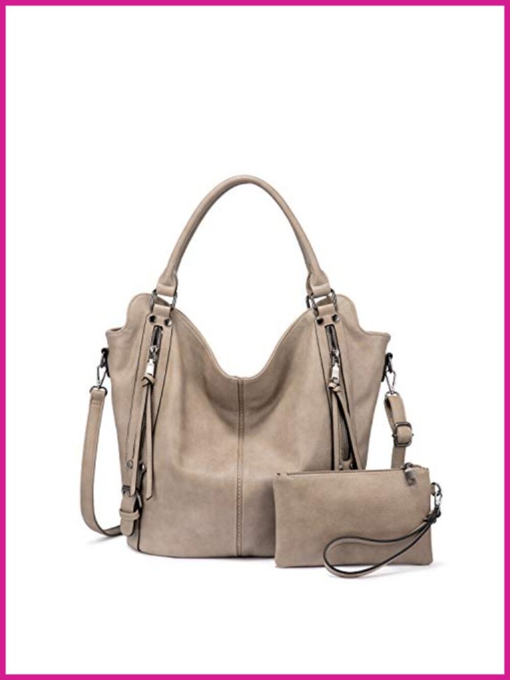 PU Leather Hobo Tote Bag Large Shoulder Purse Adjustable Strap